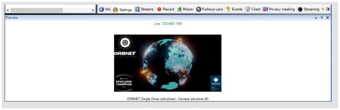 Screenshot of XProtect showing the ORB Driver video channel displaying video from a local MP4 or M4V file.