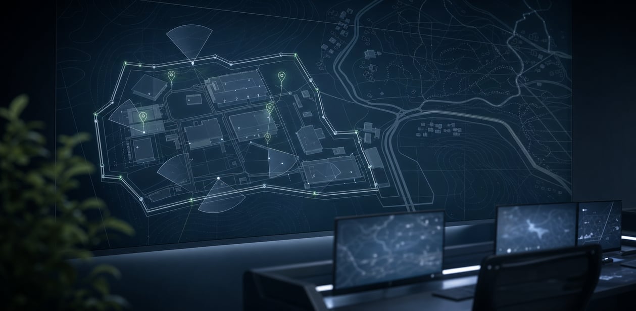 Secure Facility Map with ORBNET Green Overlays