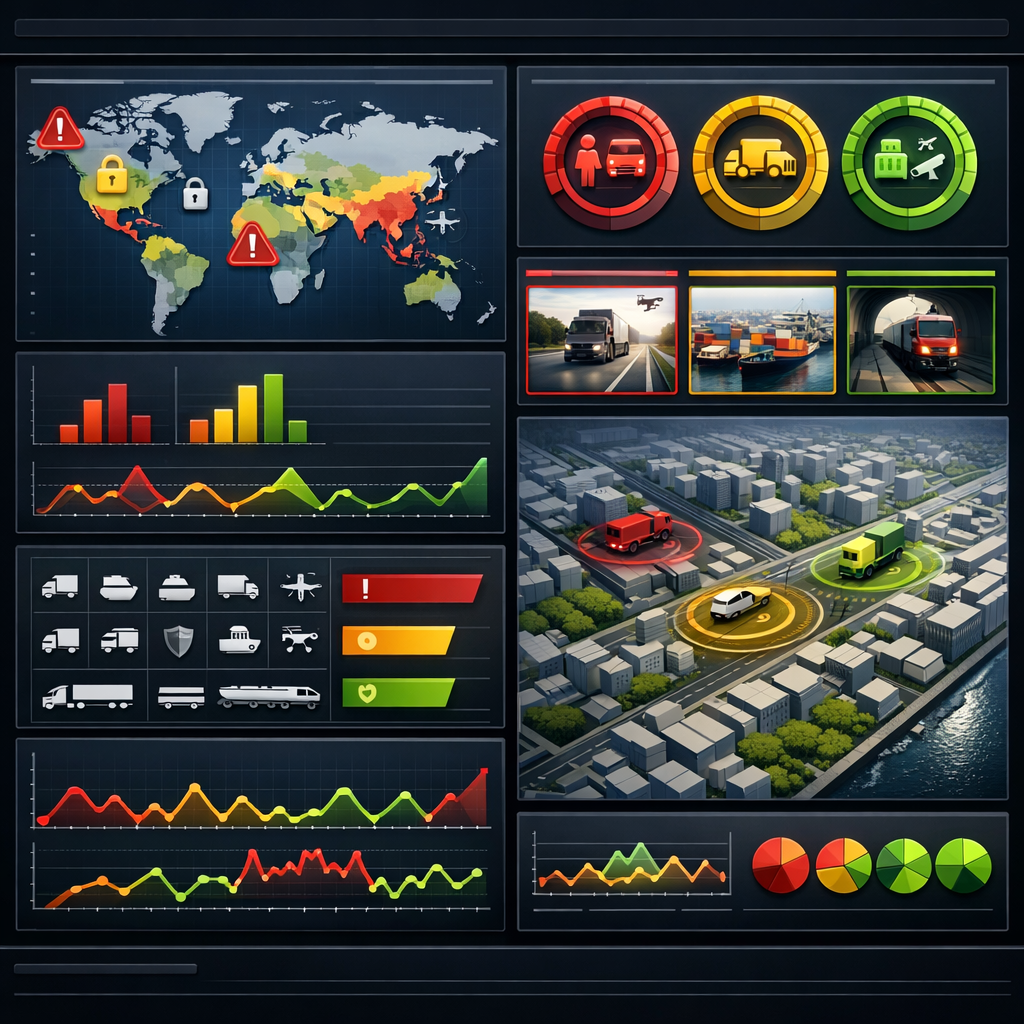 Streamlined dashboard displaying transport security operational awareness with clear visual hierarchy
